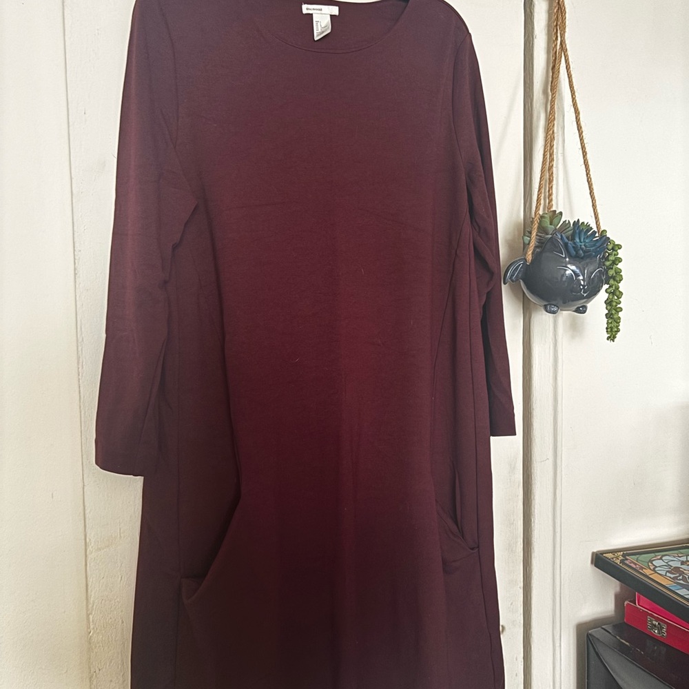H&M Deep Burgundy Long Sleeve Dress